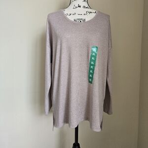 Banana Republic knit top tan relaxed lounge pullover womens XL